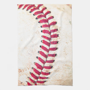  Baseball Red Stitches Sluiten Foto Theedoek