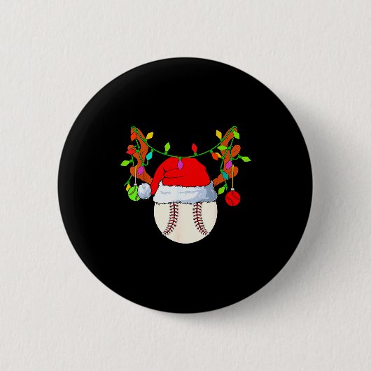 Baseball Reindeer Santa Hat Christmas Ronde Button 5,7 Cm (Voorkant)