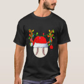 Baseball Reindeer Santa Hat Christmas T-shirt (Voorkant)
