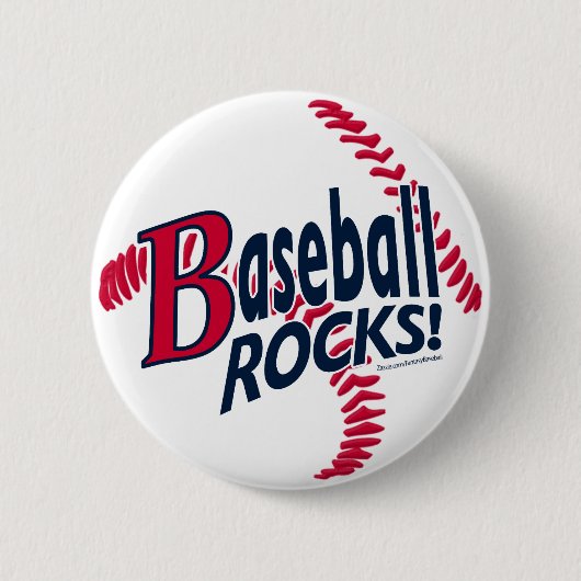Baseball Rocks. Knoop Ronde Button 5,7 Cm (Voorkant)