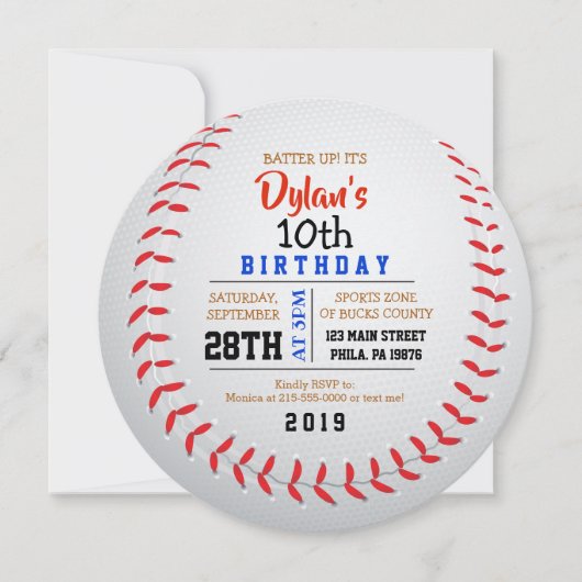 BASEBALL ROND Anniversaire Fête Invitation (Devant)
