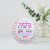 BASEBALL RONDE FILLES Bat mitzvah Invitation (Debout devant)