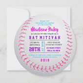 BASEBALL RONDE FILLES Bat mitzvah Invitation (Devant)