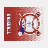 Baseball - Rood en Donkerblauw - DIY-tekst Fleece Deken (Voorkant (Horizontaal))
