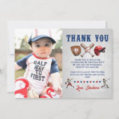 Baseball Rookie Anniversaire Photo Carte de remerc (Devant)