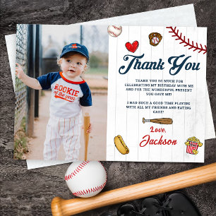 Baseball Rookie Boys Verjaardag Bedankt Card Kaart