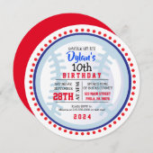 BASEBALL Rouge Blanc Bleu Anniversaire Invitation (Devant / Derrière)