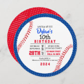BASEBALL Rouge Blanc Bleu Anniversaire Invitation (Devant / Derrière)