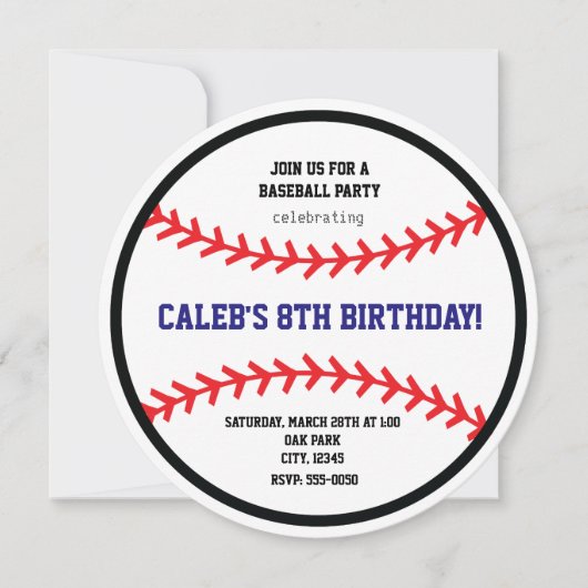 Baseball Round Anniversaire Fête Sports Invitation (Devant)
