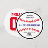 Baseball Round Anniversaire Fête Sports Invitation (Devant / Derrière)