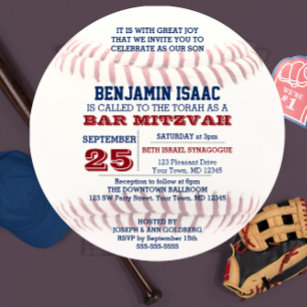 Baseball Round Bar Mitzvah Invitation
