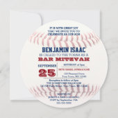 Baseball Round Bar Mitzvah Invitation (Devant)