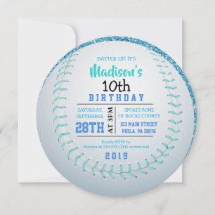 BASEBALL ROUND Birthday Party Invitation Kaart