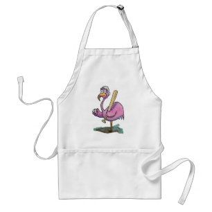 Baseball roze flamingo Whimsical Waterverf Standaard Schort