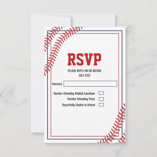 Baseball RSVP-kaart RSVP Kaartje (Voorkant)