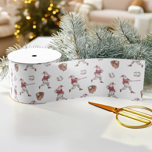 Baseball Santa Christmas Grosgrain Lint