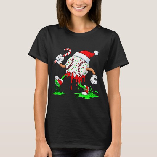 Baseball Santa Hat Christmas Ice Cream Drip Candy  T-shirt (Voorkant)