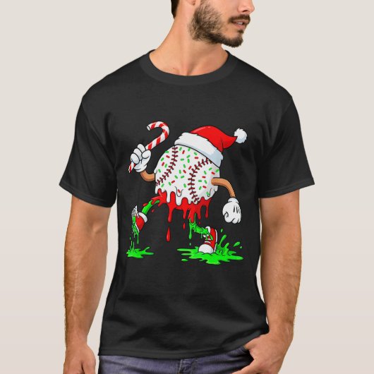 Baseball Santa Hat Christmas Ice Cream Drip Candy  T-shirt (Voorkant)