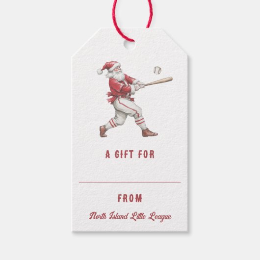 Baseball Santa Personalized Christmas Cadeaulabel (Voorkant)