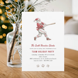 Baseball Santa Swingin' Into Christmas Party Kaart
