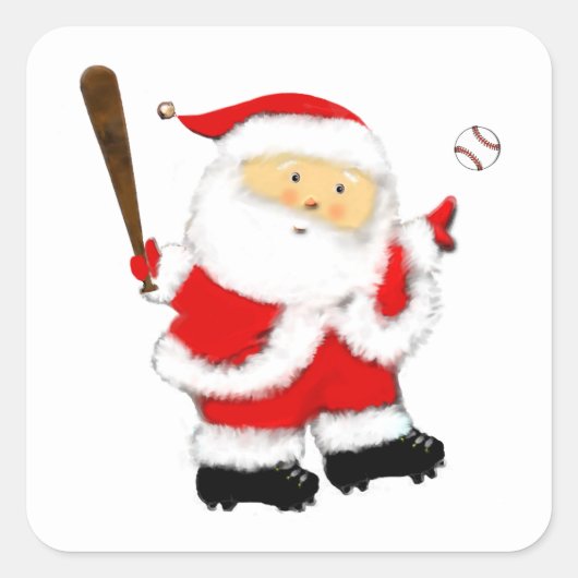 Baseball Santa Vierkante Sticker (Voorkant)