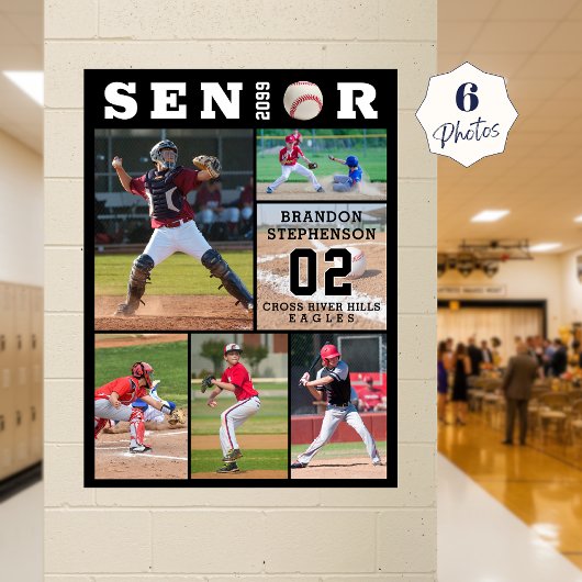 Baseball Senior Afstuderen 6 Fotocollage Poster