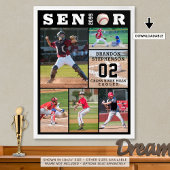 Baseball Senior Afstuderen 6 Fotocollage Poster
