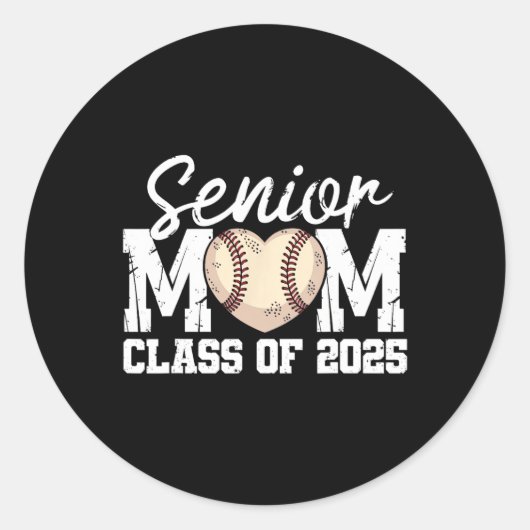 Baseball Senior Mom CL van 2025 Afstuderen Senior  Ronde Sticker (Voorkant)