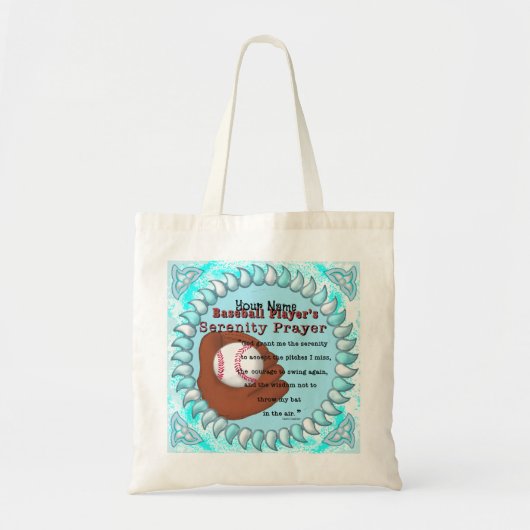 Baseball Serenity Prayer Tote Bag (Voorkant)