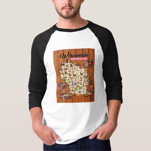 Baseball Shirt - Wisconsin Supper Club Map (Voorkant)