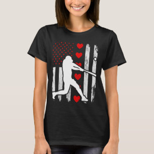 Baseball silhouet hart usa vlag harten Amerikaans T-shirt