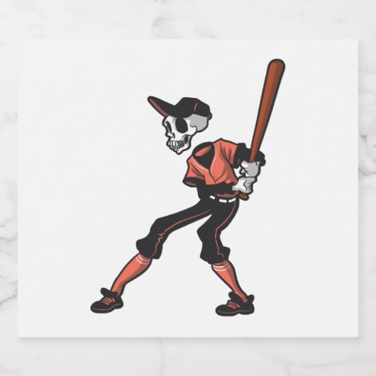 Baseball skelet ontwerp voor honkbalspelers sparkling wijnetiket (Enkel label)