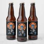 Baseball Skeleton Halloween Baseball Halloween Bier Etiket (Flessen)