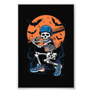 Baseball Skeleton Halloween Baseball Halloween Foto Afdruk