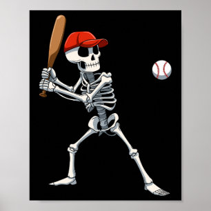 Baseball Skeleton Halloween Skeleton Spelbekken Poster