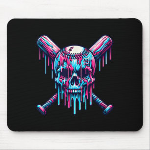 Baseball Skull Drip Baseball Drip Baseball Ice Cre Muismat