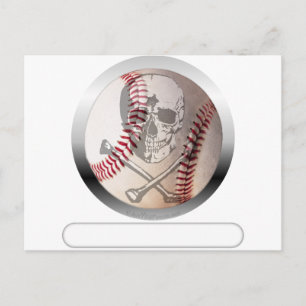 Baseball Skull en Crossbones Briefkaart