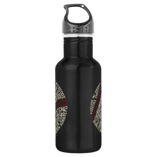 Baseball Slang Wordprogramma Waterfles (Achterkant)