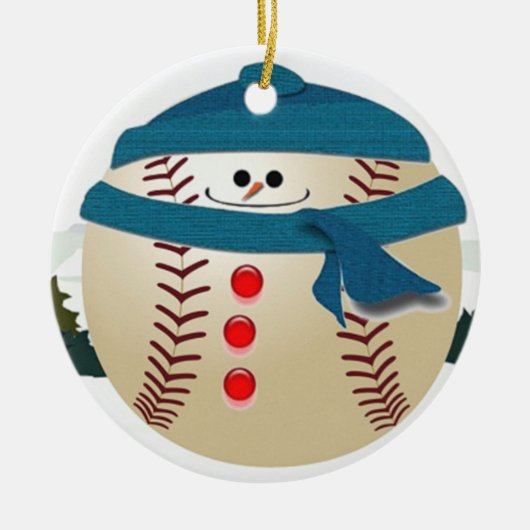 Baseball sneeuwkaneeltje keramisch ornament (Voorkant)
