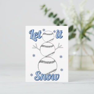 Baseball Sneeuwman Laat het sneeuwen Feestdagenkaart