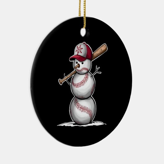 Baseball Snowman Balls Sneeuwkerstcadeautjes Keramisch Ornament (Rechts)