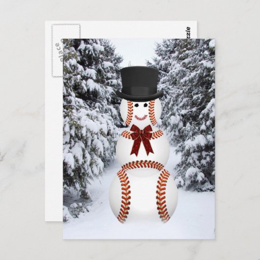 Baseball Snowman Briefkaart (Voorkant / Achterkant)