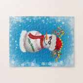 Baseball Snowman gedeorbeerd met populaire snacks Legpuzzel (Horizontaal)