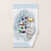 Baseball Snowman Kerstmis Bad Handdoek (Handdoek)