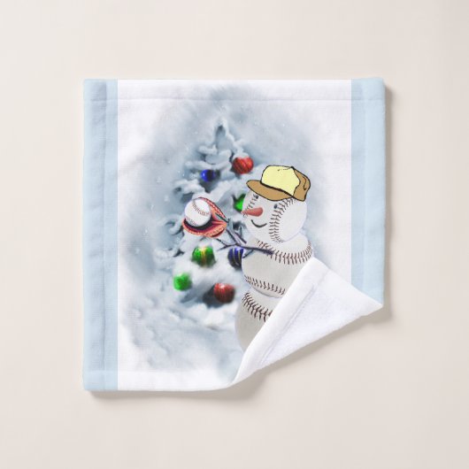 Baseball Snowman Kerstmis Bad Handdoek (Wasdoekje)