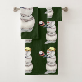 Baseball Snowman Kerstmis Bad Handdoek