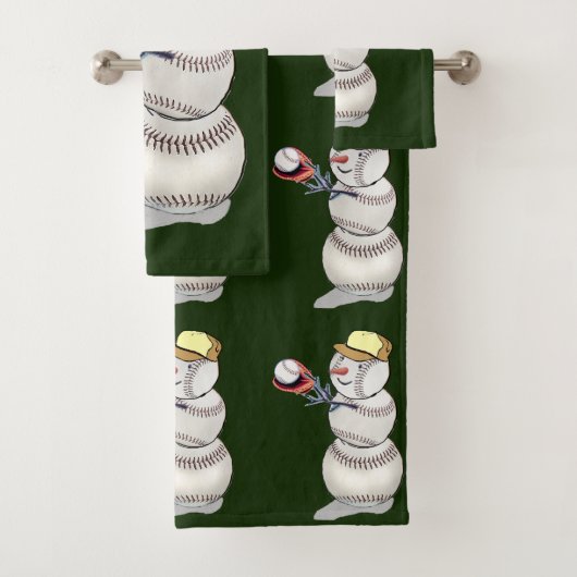 Baseball Snowman Kerstmis Bad Handdoek (Insitu)