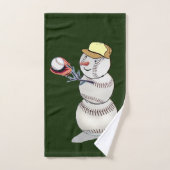 Baseball Snowman Kerstmis Bad Handdoek (Handdoek)