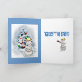 Baseball Snowman Kerstmis Feestdagen Kaart (Binnen)