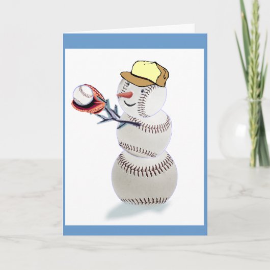Baseball Snowman Kerstmis Feestdagen Kaart (Voorkant)